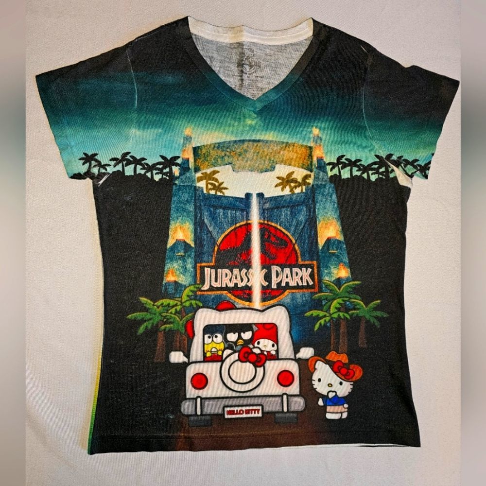 ROAR!  Hello Kitty Takes on Jurassic Park!  Universal Parks T-Shirt - Size M